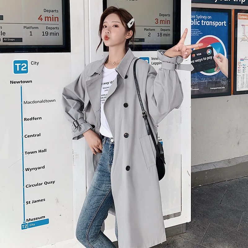 Женское повседневное длинное пальто [EWQ] однотонное Свободное с длинными