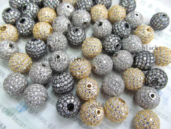 

AAA grade 8-12mm 12pcs pave metal spacer &cubic zirconia crystal lite purpel mixed jewelry charm beads