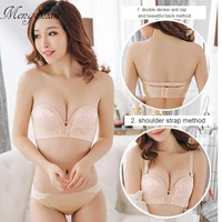 two wearing methods lace noodles strapless bra suit gather palm brackets together breathable womens bra suit 80a 80b 85a 85b