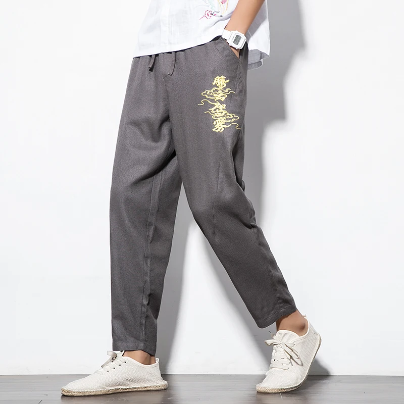 2018 nueva moda de verano seccion delgada hombres Lino Pantalones macho gran tamano Повседневный sueltan la cintura