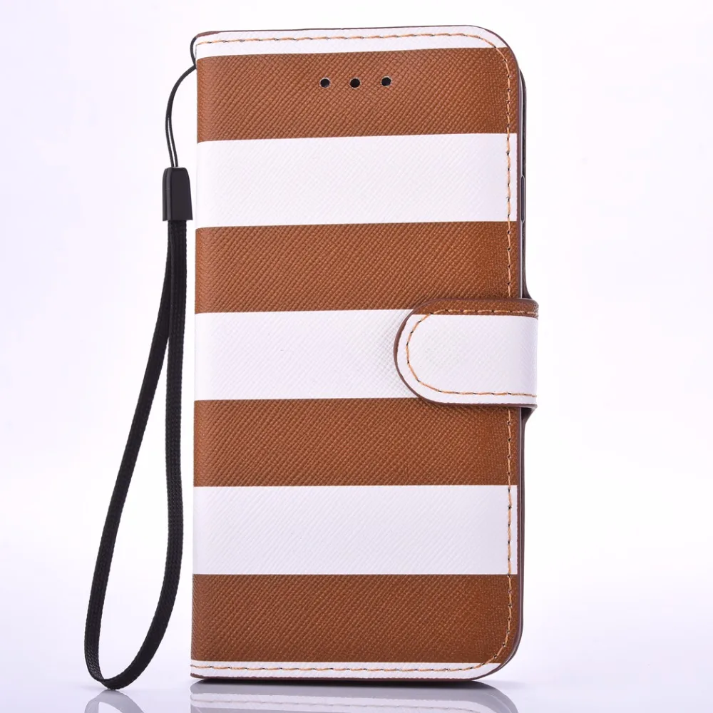 40 шт. для IPhone X Wallet чехол красочные в радужную полоску PU кожаный бумажник флип