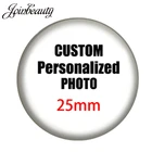 Круглые стеклянные кабошоны 25 мм JOINBEAUTY, персонализация, фото на заказ, для ожерелья, брелока, брошь, булавка с плоским основанием, фурнитура NA01