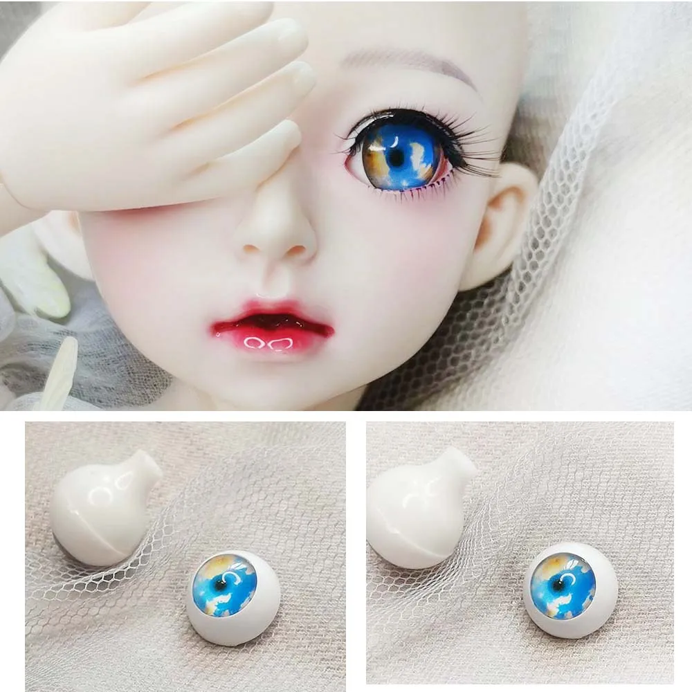 Bjd глаза куклы для 1/3 1/4 1/6 sd BJD игрушки 8 мм 14 16 18 20 Небесно Голубое облако печать