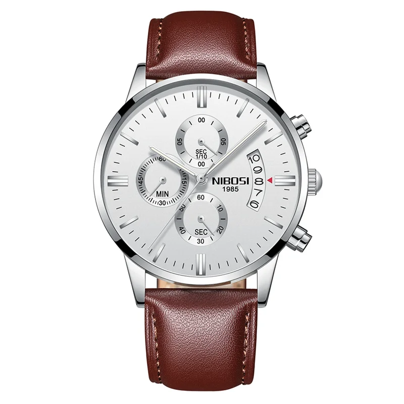 14 NIBOSI, водонепроницаемые, деловые часы, мужские, люксовый бренд, кварцевые, военные часы, кожа, сталь, мужские наручные часы, relogio masculino - Цвет: 14