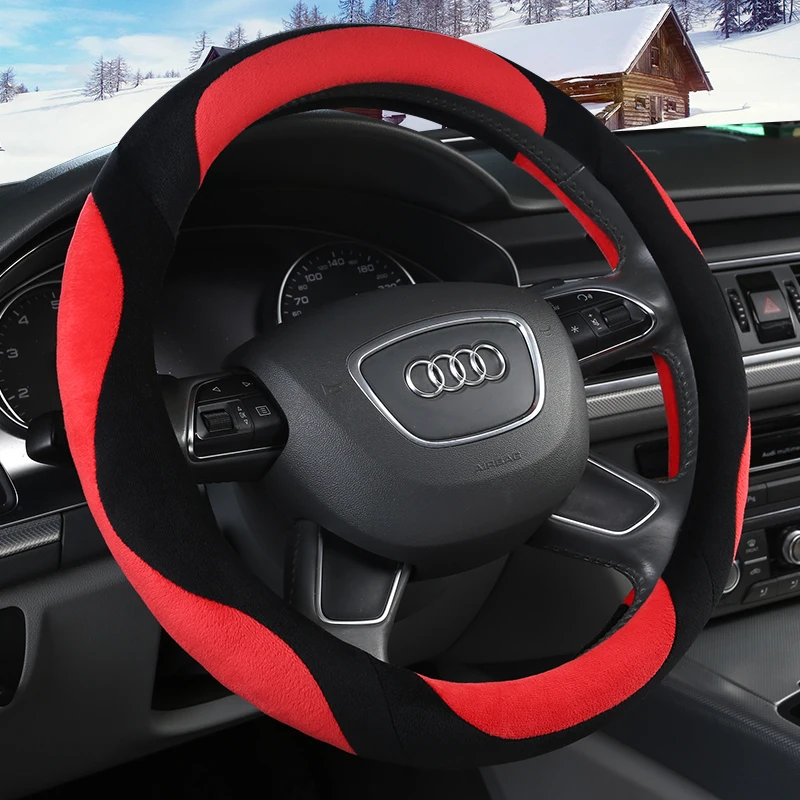 Универсальные автомобильные Плюшевые Чехлы на руль Нескользящие прочные