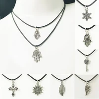 vintage punk silver color necklace unique hollow alloy pendant necklace for man women trendy neck accessories fashion jewelry