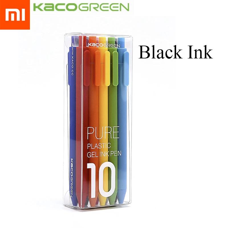 10pens Black Ink 10 шт.,, Xiaomi Mijia, умный дом, Kaco, ручка, 0,5 мм, ядро, прочная ручка для подписи, заправка, черные, синие, красные чернила - Цвет: 10pens Black Ink