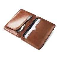 2021 new fashion man small leather magic wallet with coin pocket mens mini purse money bag credit card holder clip for cash