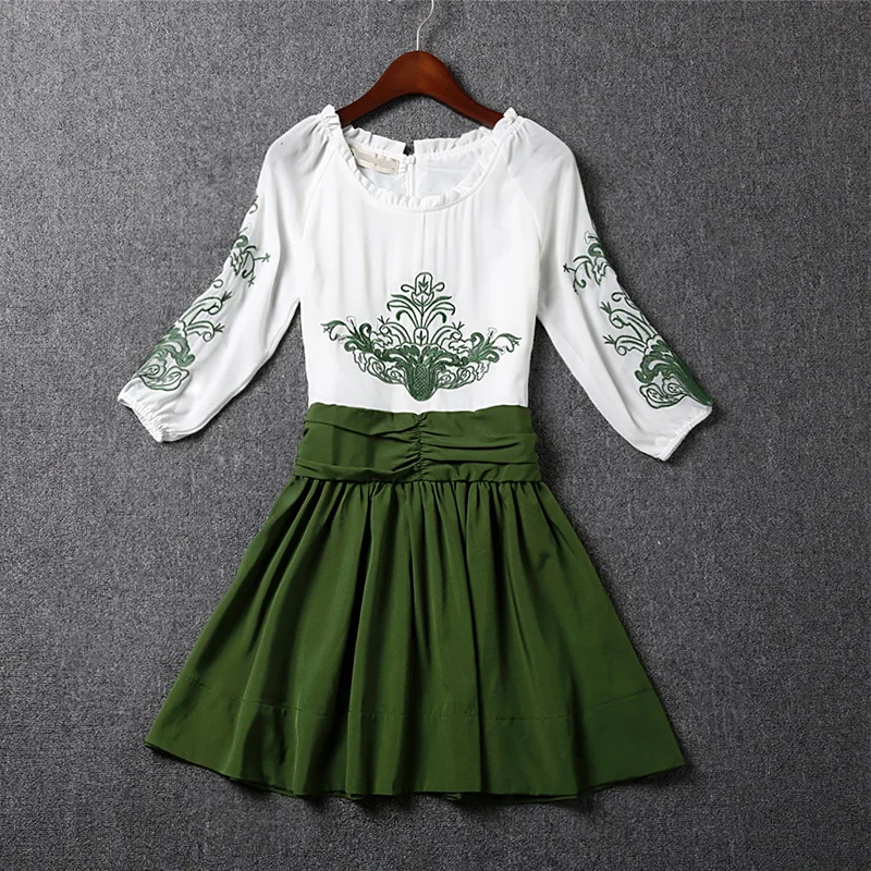 WKOUD женское шифоновое платье с вышивкой новинка 2017 лоскутное мини-платье