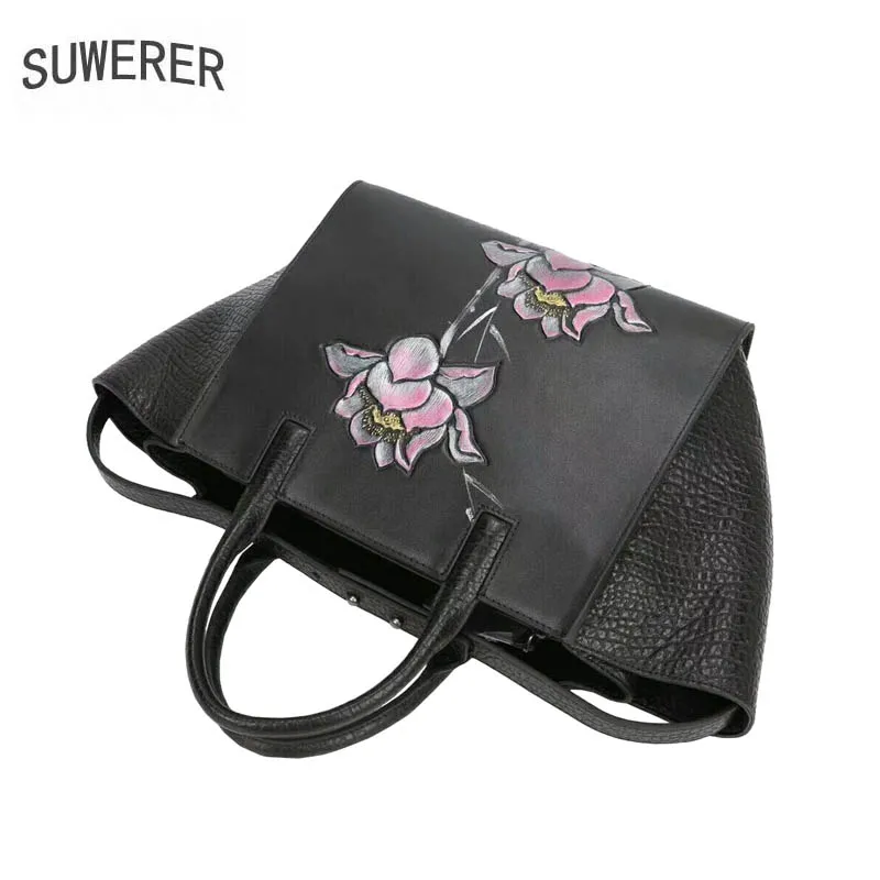 сумка женская из натуральной кожи известных брендов тиснение цветок модный топ