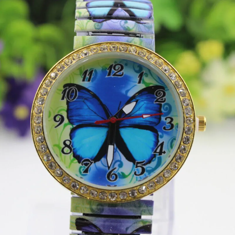 Женские часы с синей бабочкой кварцевые montre femme para mujer zegarki damskie браслет reloj bayan kol