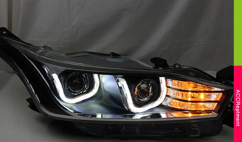 Auto Lighting Стиль светодиодный фара для Toyota YARiS L светодиодный фары- двойной U светодиодный drl H7 hid Би-ксеноновые линзы ближнего света