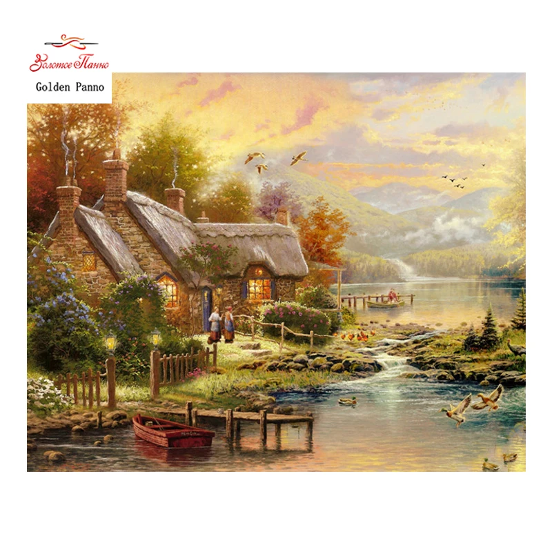 

Golden Panno,Needlework,DIY DMC Cross stitch,Sets For Embroidery kit 14ct unprinted water home cross-Stitching,christmas 0125