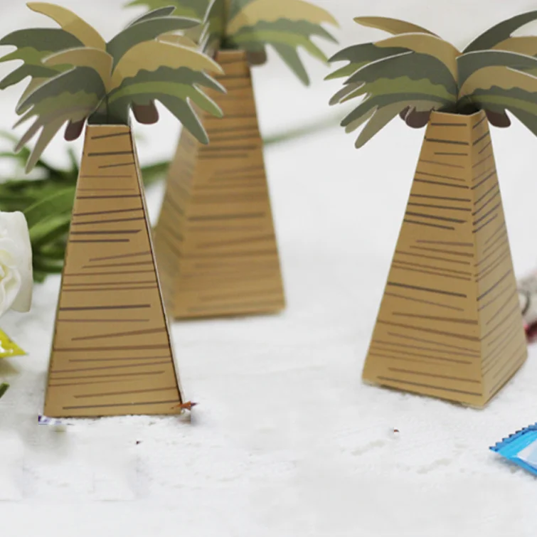 

50pcs/set new Creative candy boxes coconut Palm Tree baby shower favor box wedding favors and gifts baby shower gift