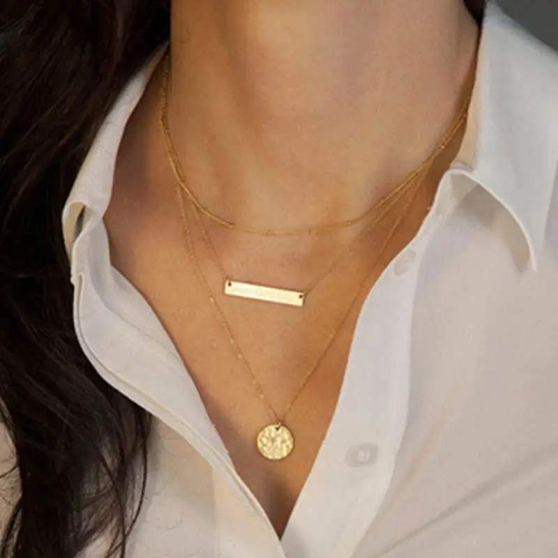 Женская цепочка с подвеской 3 слоя золотистого цвета # NL053 | Украшения и аксессуары