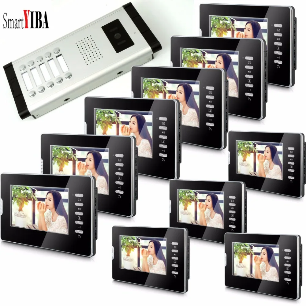 

SmartYIBA Video Intercom for Apartment 10 Monitors Indoor Units Door Phone Video Doorbell Video Entryphone Intercom