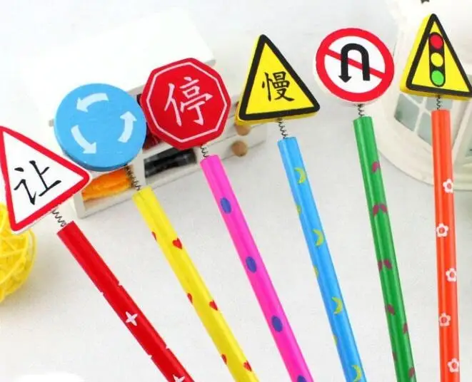 6 шт./лот новинка дорожные знаки карандаши дорожный знак деревянный карандаш для
