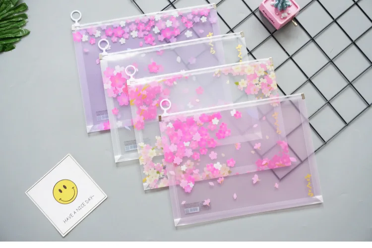 Cherry Blossom серия A4 прозрачная абразивная Сумка-файл для документов, сумка, папка, канцелярские принадлежности