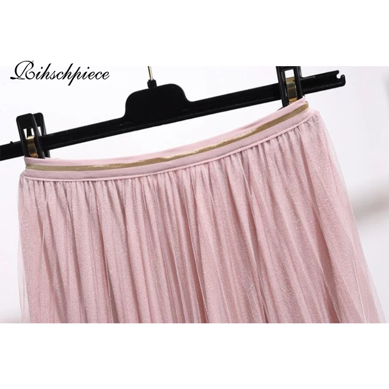 

Rihschpiece Spring Tutu Skirt Women Pleated Midi Tulle Skirts Female High Waist Vintage Slim Black Sexy Retro Skirt RZF1559