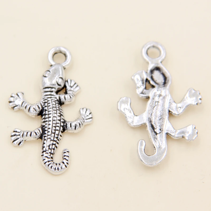 Оптовая продажа 40 шт тибетские серебряные животные Gecko Подвески 26x16 мм | Украшения