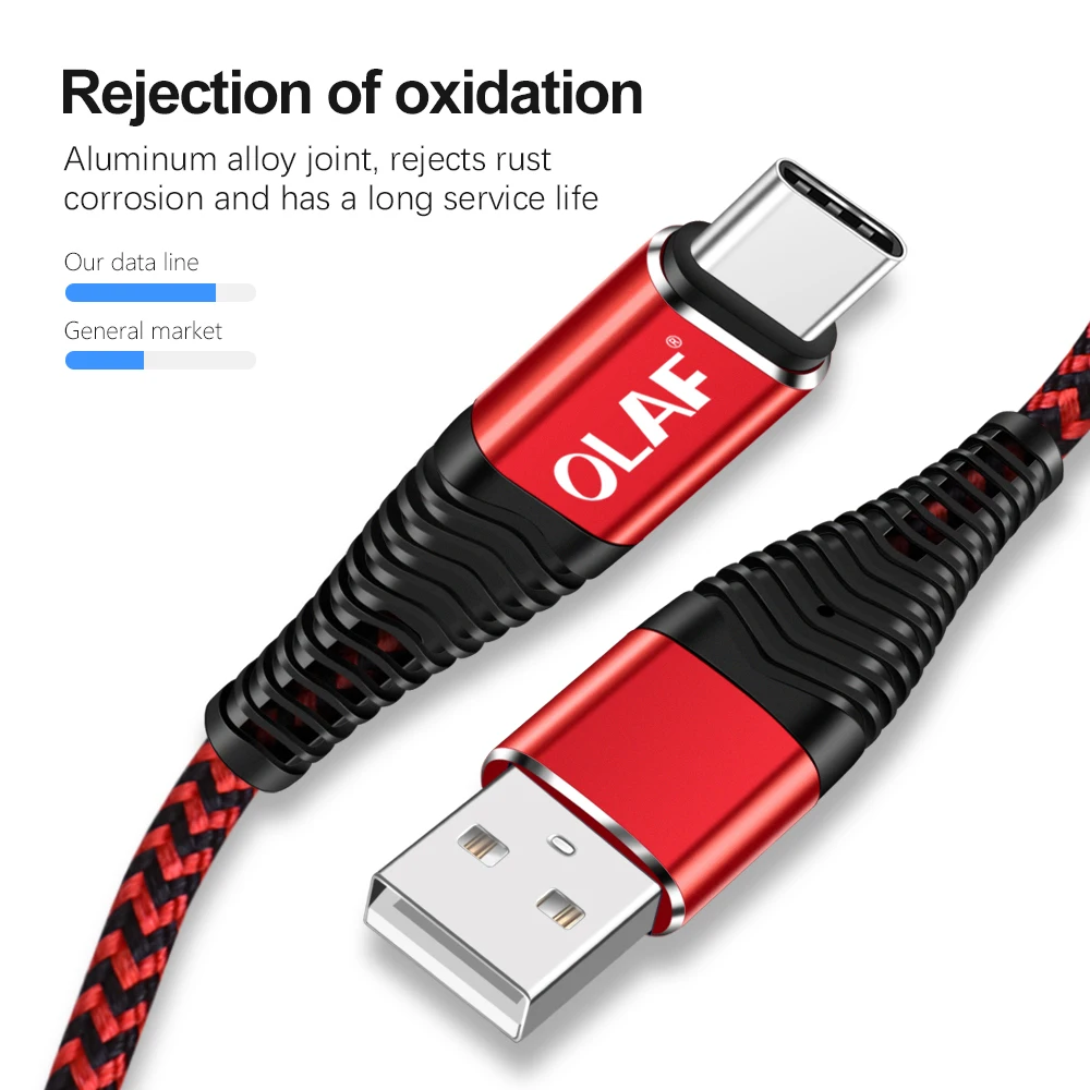 USB-кабель Olaf Type-C для Xiaomi Mi 8 Oneplus 6 5T кабель быстрой зарядки и передачи данных Huawei
