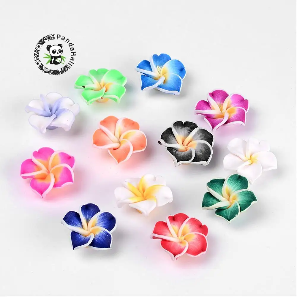 Ручной работы Полимерная глина 3D цветок Плюмерия Бисер смешанный цвет отверстие: