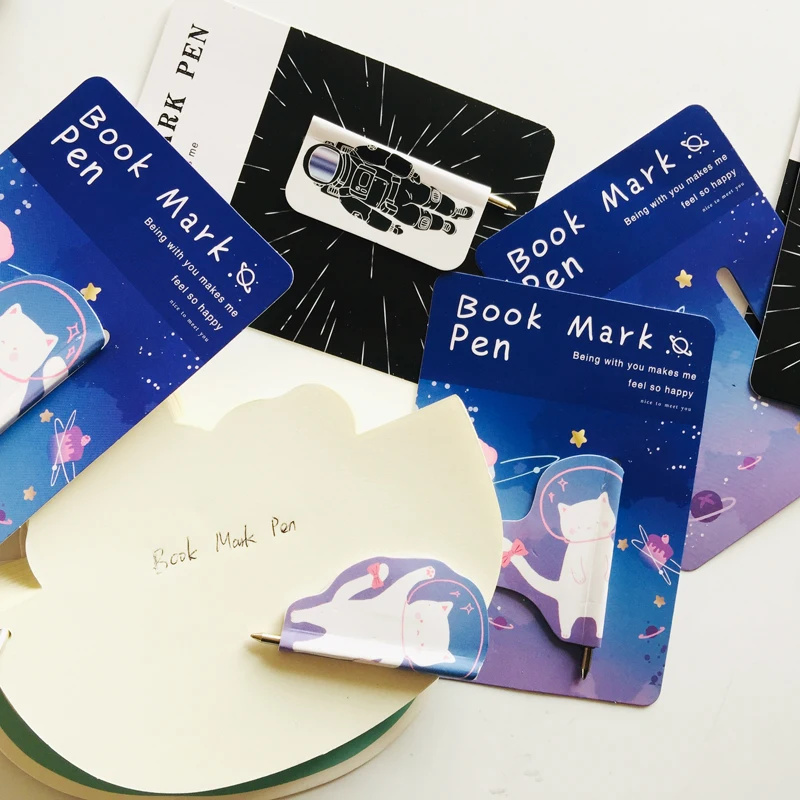 2 шт./лот Kawaii Кот астронавт магнитные закладки ручки книги маркер страниц канцелярские школьные канцелярские принадлежности скрепки