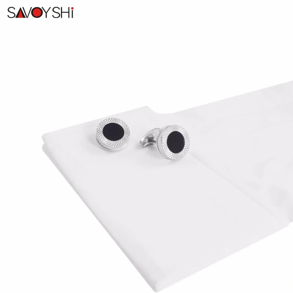 SAVOYSHI роскошные круглые запонки для мужской рубашки каменные манжеты пуговицы Высокое качество модные свадебные запонки подарок бренд мужские ювелирные изделия