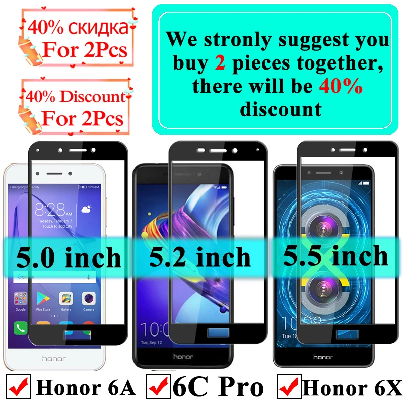 6a Защитное стекло для huawei honor 6x закаленное hawei honar 6 a x c Защитная пленка экрана tremp