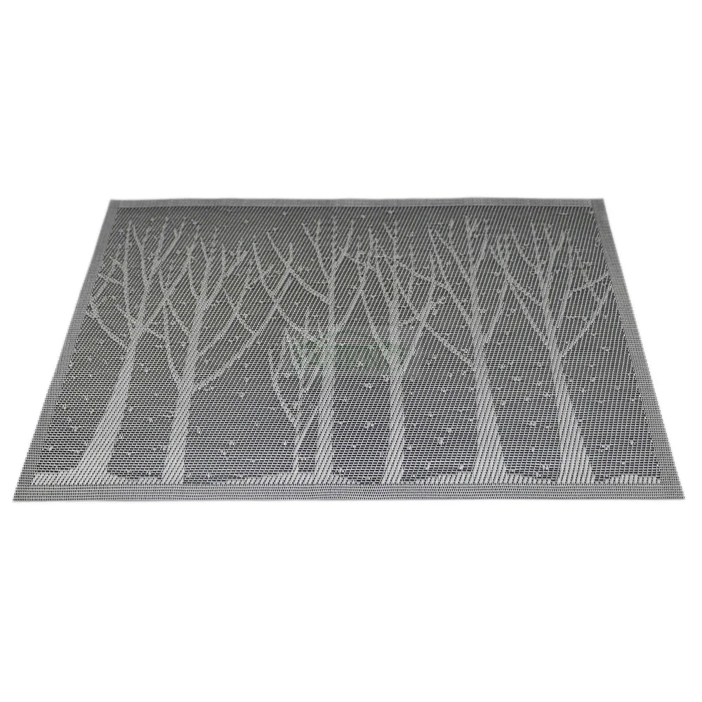 6PCS/Lot Grey Blue PVC Dining Table Mat Disc Forest Tree Pads Bowl Pad Coasters Waterproof Cloth Slip-resistant | Дом и сад