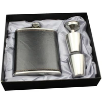 upors 7oz hip flask set with 2 cupsfunnel portable stainless steel leather covered pocket flask for whisky vodka alcohol liquor