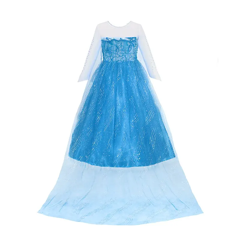 VOGUEON Girls Elsa Dress up Long Sleeve Mesh Snow Queen Elza Princess Costume with Train Halloween Kids Cosplay Party | Детская одежда
