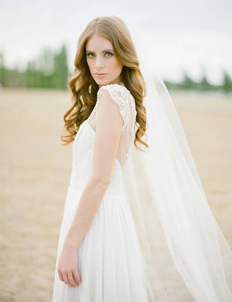 Фата свадебная Однослойная с гребнем 2 м белый/цвет слоновой кости |