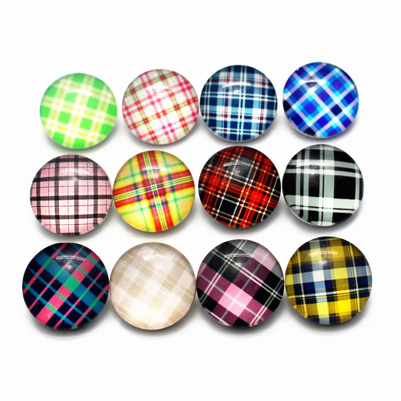 Wholesale 12pcs/lot Grid stripe spot Glass Snap Buttons Charms Fit Ginger Bracele &amp Bangles snap Jewelry | Украшения и