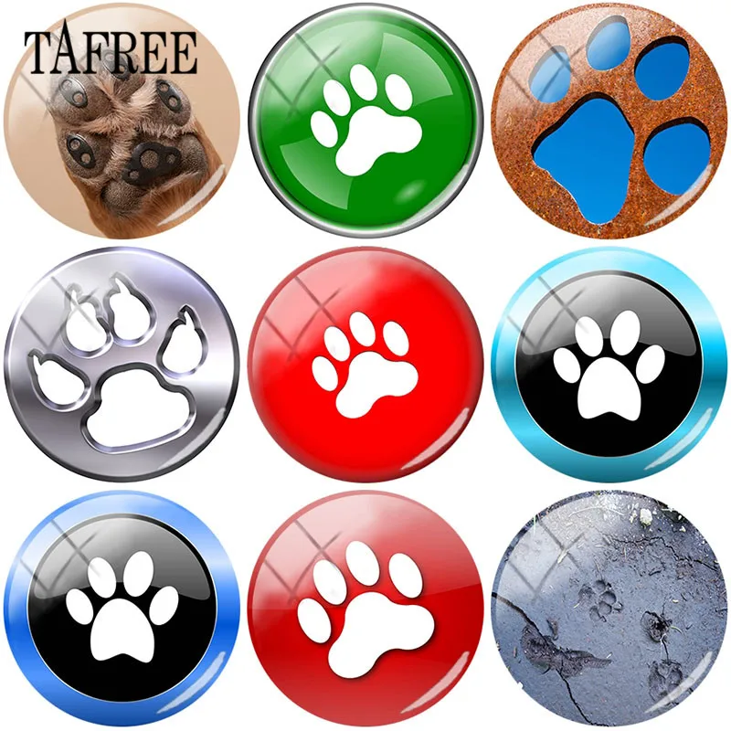 TAFREE 25 мм DIY стеклянный кабошон Животное Paw Print Footprint Круглый купол Jewelry для