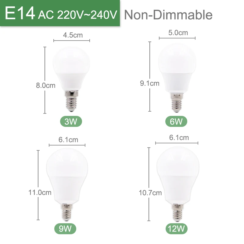 E14 Non-Dimmable Kaguyahime 10 шт. Светодиодная лампа с регулировкой Композитный алюминий E14 220 V светодиодный свет E27 лампа 3 Вт, 5 Вт, 6 Вт, 9 Вт, 12 Вт, 15 Вт, 18 Вт, лампада ампулы светодиодный - Испускаемый цвет: E14 Non-Dimmable