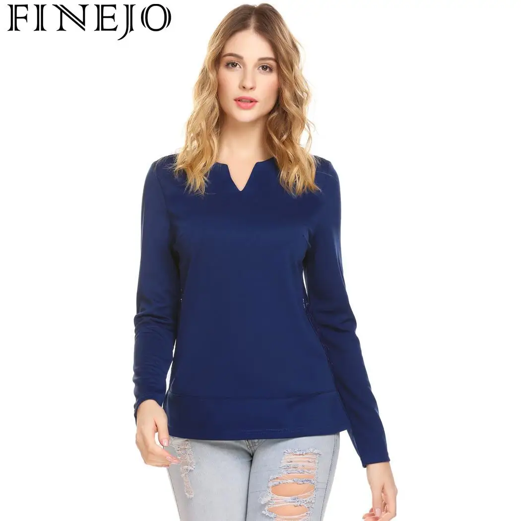 FINEJO женский кружевной Длинный Облегающий Пуловер с вырезом на шее сетчатый