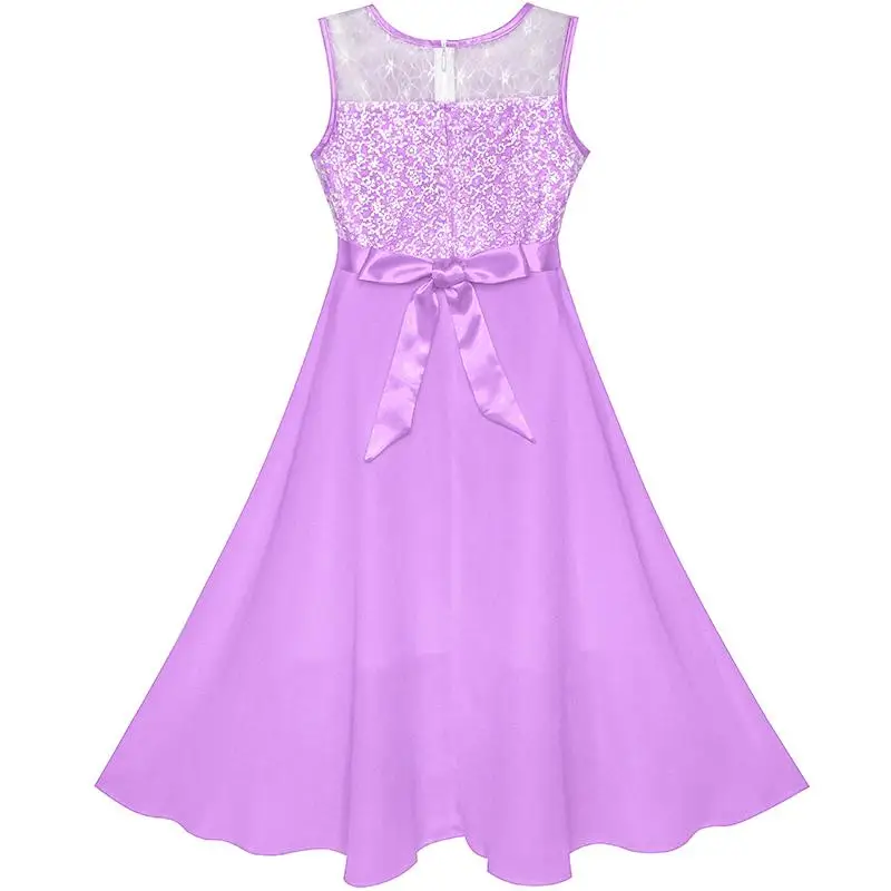 Sunny Fashion платья для девочек платье горный хрусталь Шифон Подружка невесты Танец Мяч Макси Платье