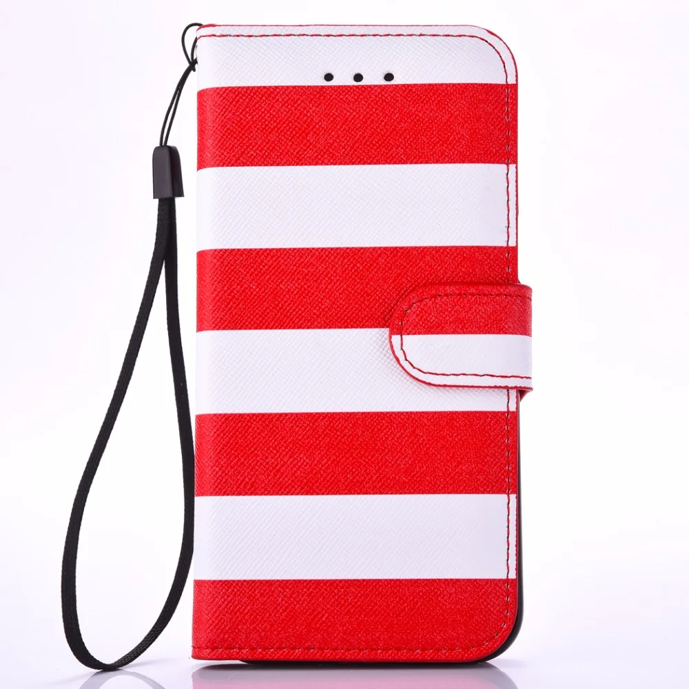 40 шт. для IPhone X Wallet чехол красочные в радужную полоску PU кожаный бумажник флип