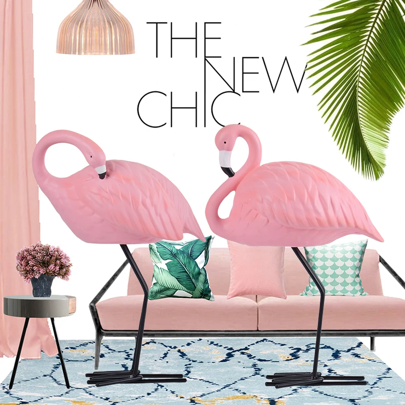

Room Decoration Home Furnishing Desktop Ornament Flamingo Cute Animal Sculpture Props Girl Heart Gifts Miniature Figurine Set