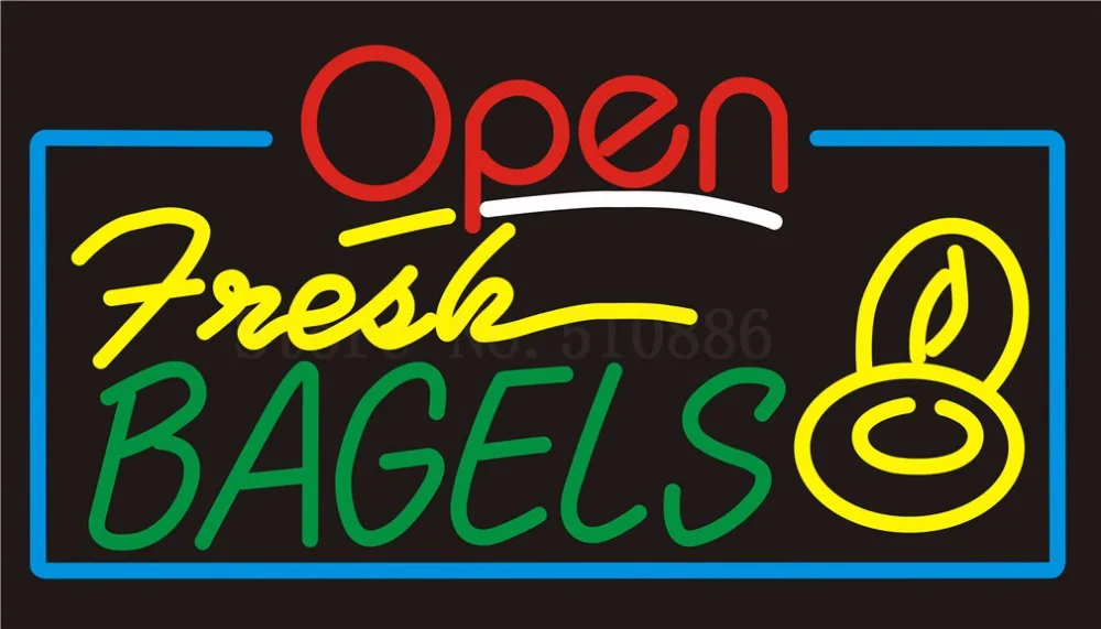 Custom Signage NEON SIGNS For Open Fresh Bagels Club BAR PUB Signboard Display Decorate Store Shop Light Sign 24*20&quot | Освещение