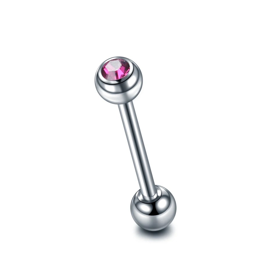 Fuchsia Gem 1 шт. G23 титановая штанга для пирсинга языка кольца смешанные цвета серьги, Надеваемые На ушной хрящ штанги пирсинг для соска Shiled Bar пирсинг ювелирные изделия - Окраска металла: Fuchsia Gem