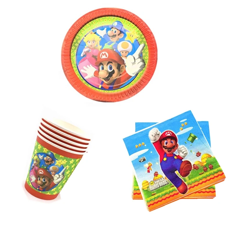 60 шт./лот детский душ Супер Марио тема с днем рождения вечерние салфетки для