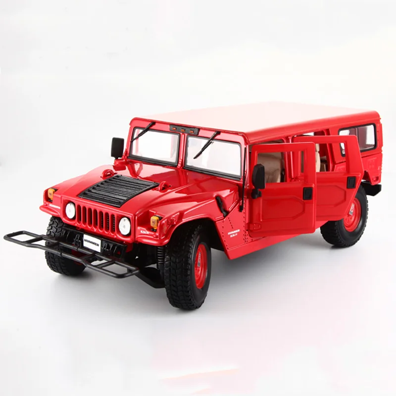 1/18 масштаб Hummer H1 красный и черный Внедорожник король литой автомобиль модель подарки коллекции игрушки для мальчиков