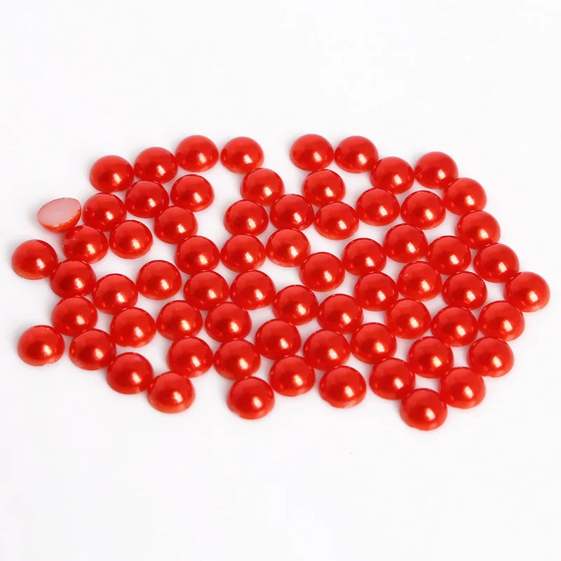 Red Разноцветные 8 мм, 200 шт, искусственный жемчуг из АБС-пластика, полукруглые жемчужины с плоской задней стороной, бусины для скрапбукинга, для украшения своими руками - Цвет: Red