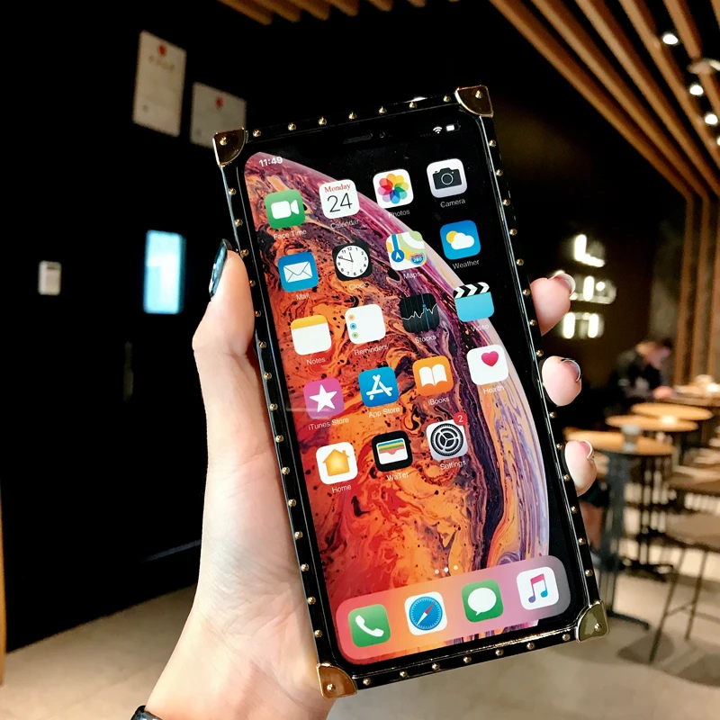Роскошный квадратный чехол для телефона с леопардовым принтом Samsung Galaxy S8 S9 Plus Note 9