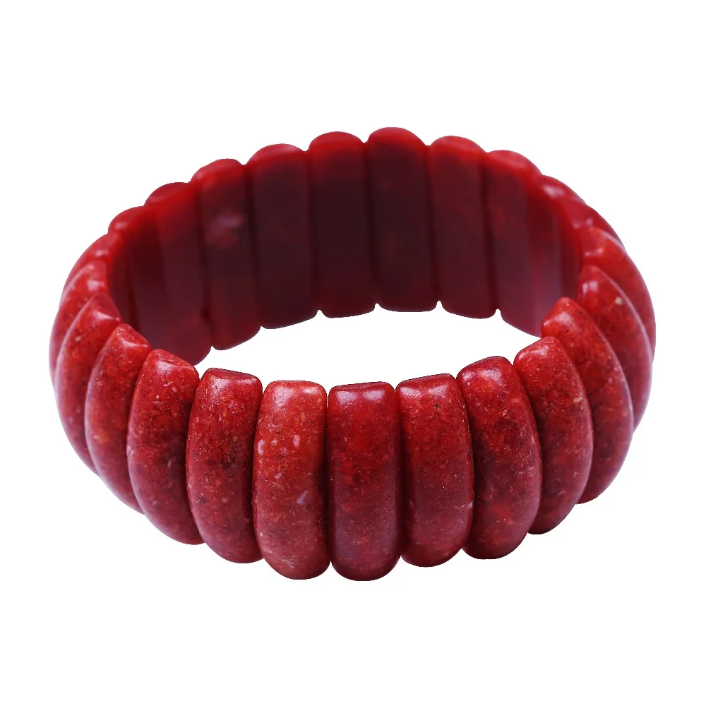 New summer style wide stretch red coral bracelet elastic Cord natural stone bead for men women bracelets jewelry | Украшения и