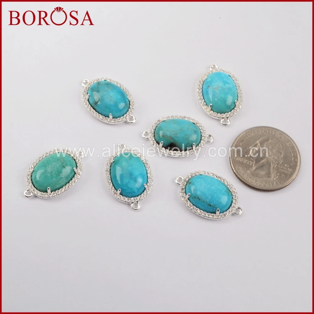 BOROSA серебряный цвет ободок овальная натуральная бирюза застежка двойная для DIY