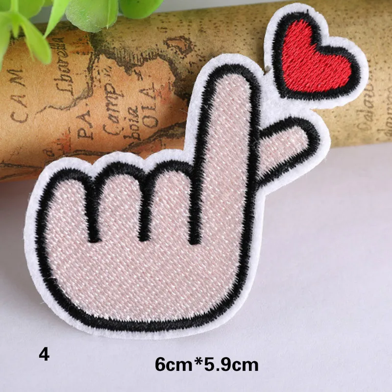 1 шт. жесты Ok Love Expression DIY значки с героями мультфильмов одежда вышитая нашивка