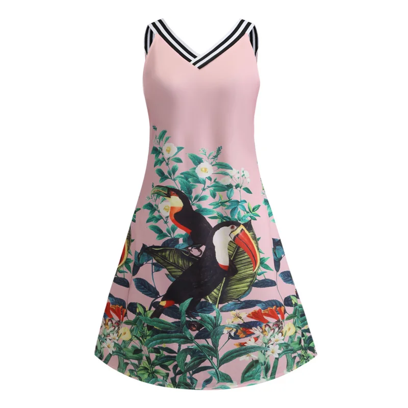 Женское Короткое платье в полоску Joansam белое повседневное винтажное с принтом